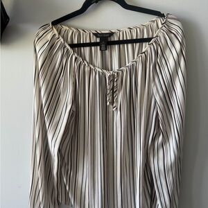 White House Black Market Women's Striped Blouse - Black and Cream